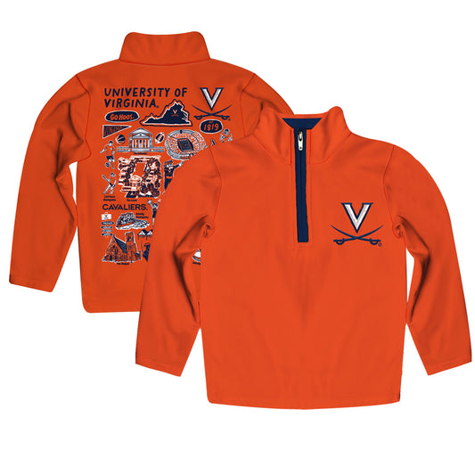 Toddler Vive La Fete Orange  Virginia Cavaliers Impressions Artwork Quarter-Zip Jacket