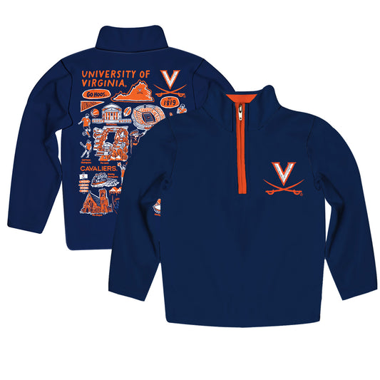 Toddler Vive La Fete Navy  Virginia Cavaliers Impressions Artwork Quarter-Zip Jacket