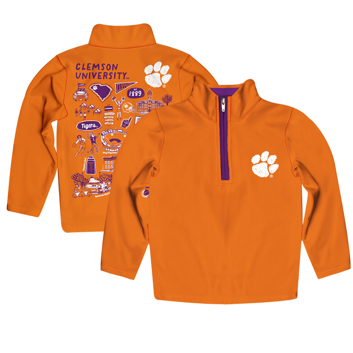 Youth Vive La Fete Orange  Clemson Tigers Impressions Artwork Quarter-Zip Jacket