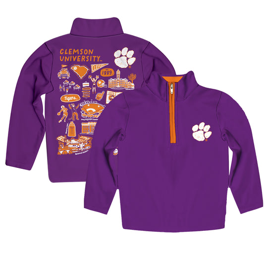 Youth Vive La Fete Purple  Clemson Tigers Impressions Artwork Quarter-Zip Jacket