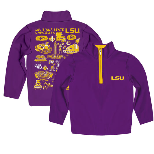 Youth Vive La Fete Purple  LSU Tigers Impressions Artwork Quarter-Zip Jacket