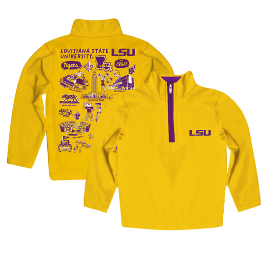 Youth Vive La Fete Gold  LSU Tigers Impressions Artwork Quarter-Zip Jacket