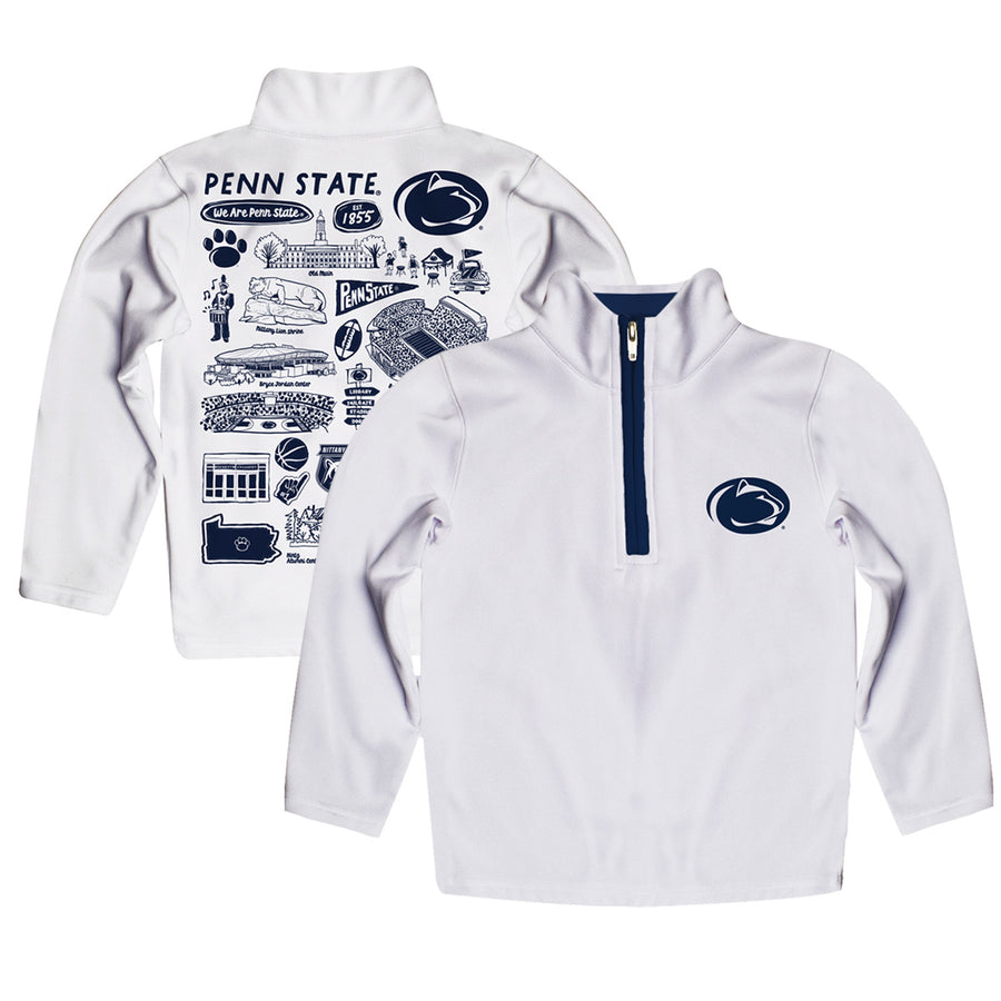 Youth Vive La Fete White  Penn State Nittany Lions Impressions Artwork Quarter-Zip Jacket