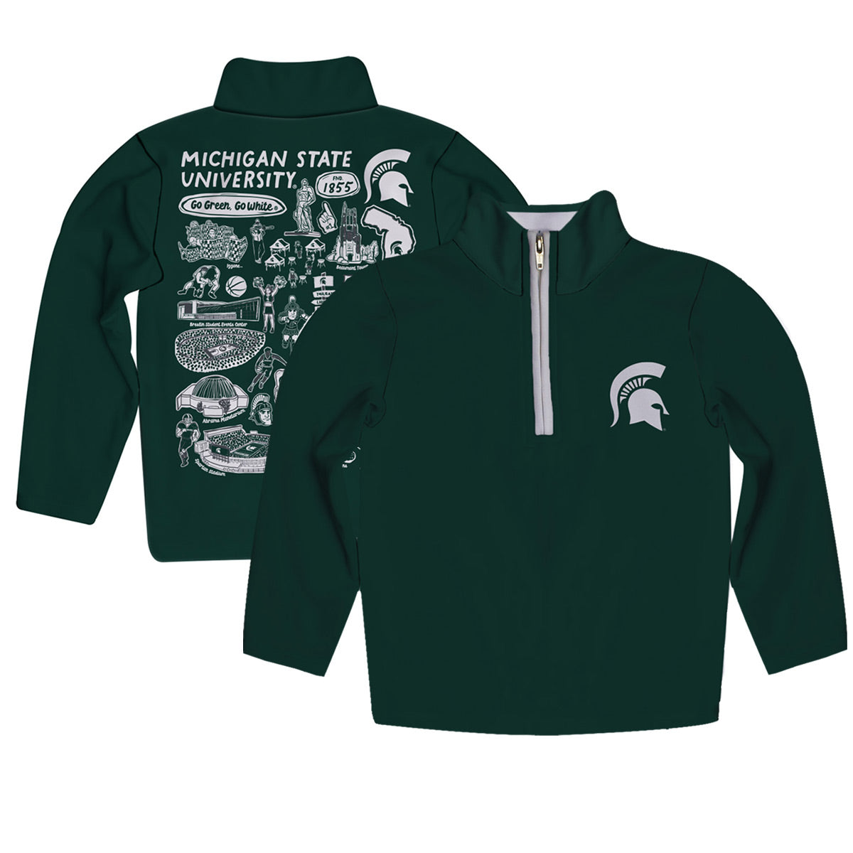 Youth Vive La Fete Green  Michigan State Spartans Impressions Artwork Quarter-Zip Jacket