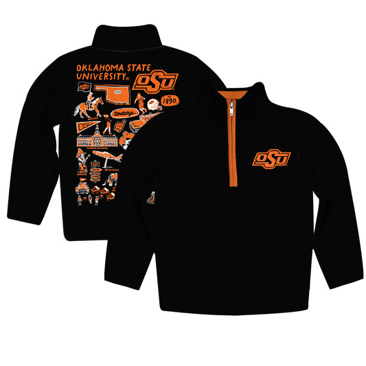 Youth Vive La Fete Black  Oklahoma State Cowboys Impressions Artwork Quarter-Zip Jacket