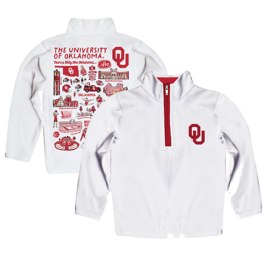 Youth Vive La Fete White  Oklahoma Sooners Impressions Artwork Quarter-Zip Jacket