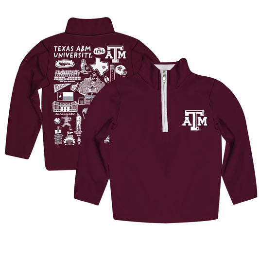 Youth Vive La Fete Maroon  Texas A&M Aggies Impressions Artwork Quarter-Zip Jacket