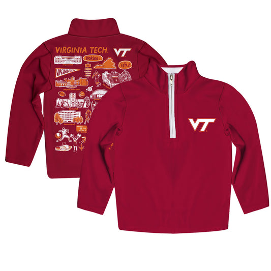 Youth Vive La Fete Maroon  Virginia Tech Hokies Impressions Artwork Quarter-Zip Jacket