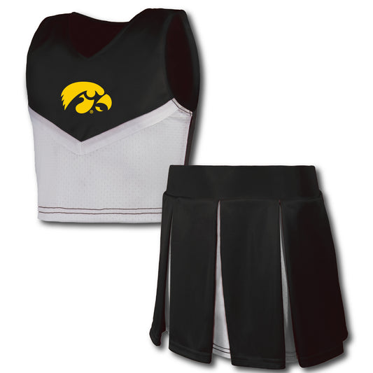 Girls Youth Garb Black Iowa Hawkeyes Cheerleader Top & Skirt Set