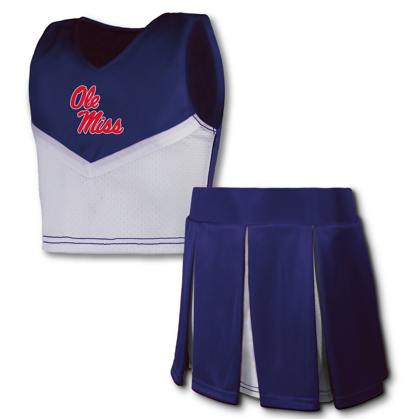 Girls Youth Garb Navy Ole Miss Rebels Cheerleader Top & Skirt Set