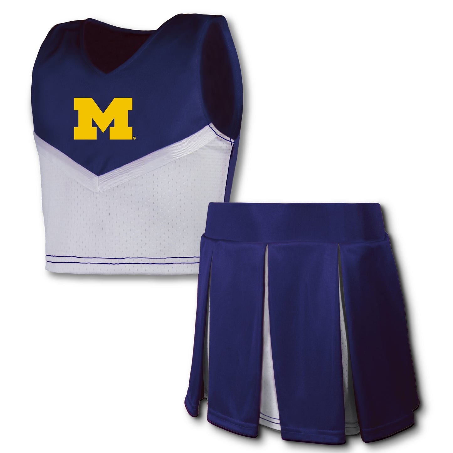 Girls Youth Garb Navy Michigan Wolverines Cheerleader Top & Skirt Set