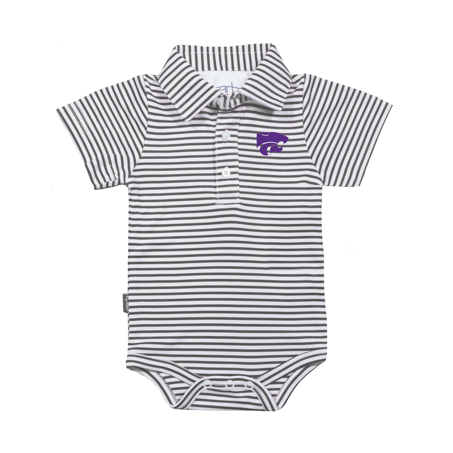 Infant Garb Charcoal/White Kansas State Wildcats Carson Polo Bodysuit