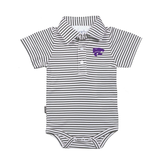 Infant Garb Charcoal/White Kansas State Wildcats Carson Polo Bodysuit