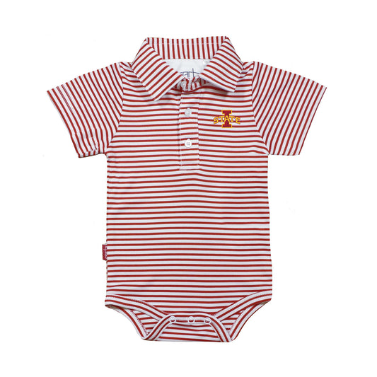 Infant Garb Cardinal/White Iowa State Cyclones Carson Polo Bodysuit