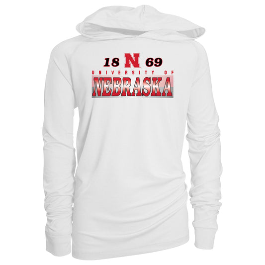 Youth Garb White Nebraska Huskers Marley Long Sleeve Raglan Hoodie Sunshirt