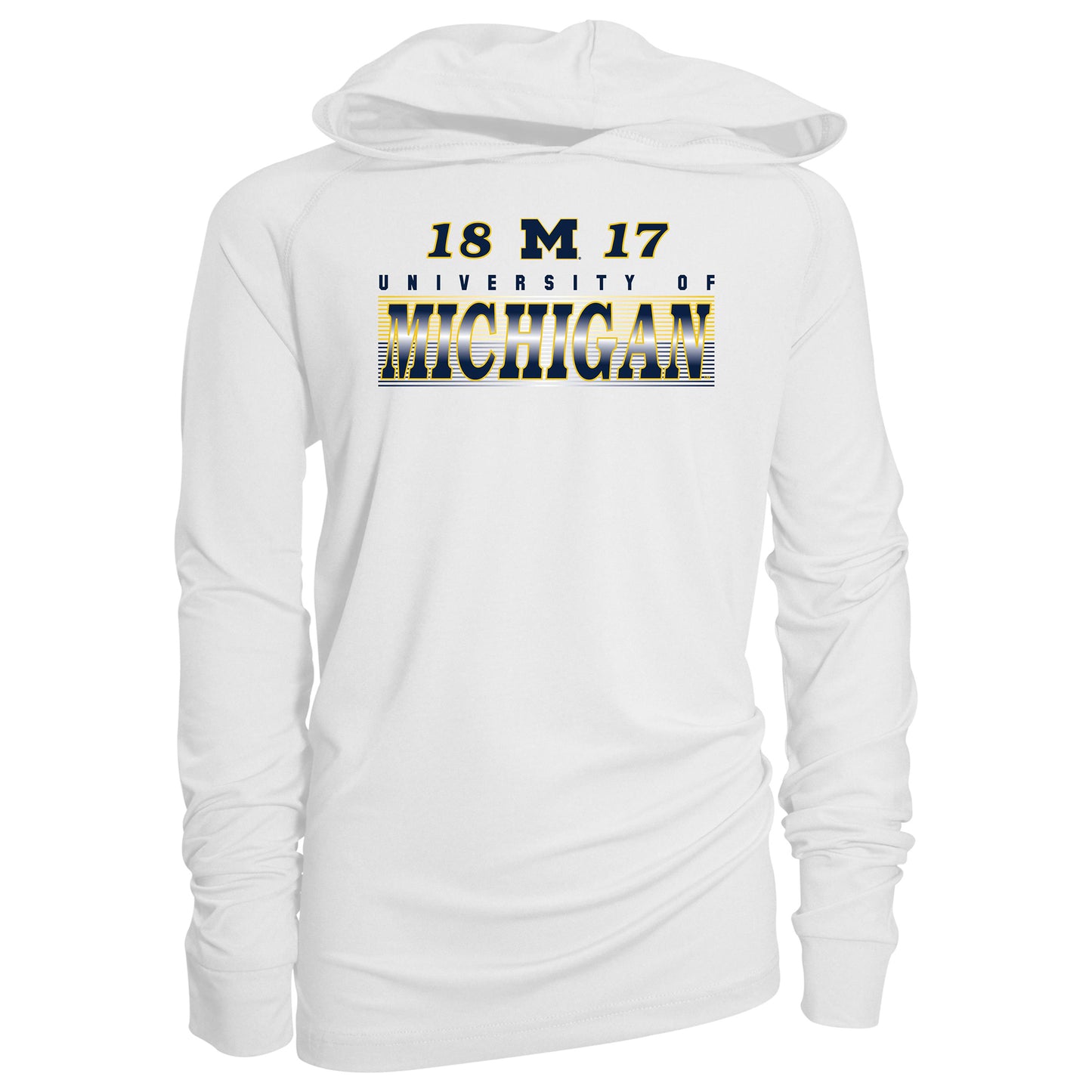 Youth Garb White Michigan Wolverines Marley Long Sleeve Raglan Hoodie Sunshirt