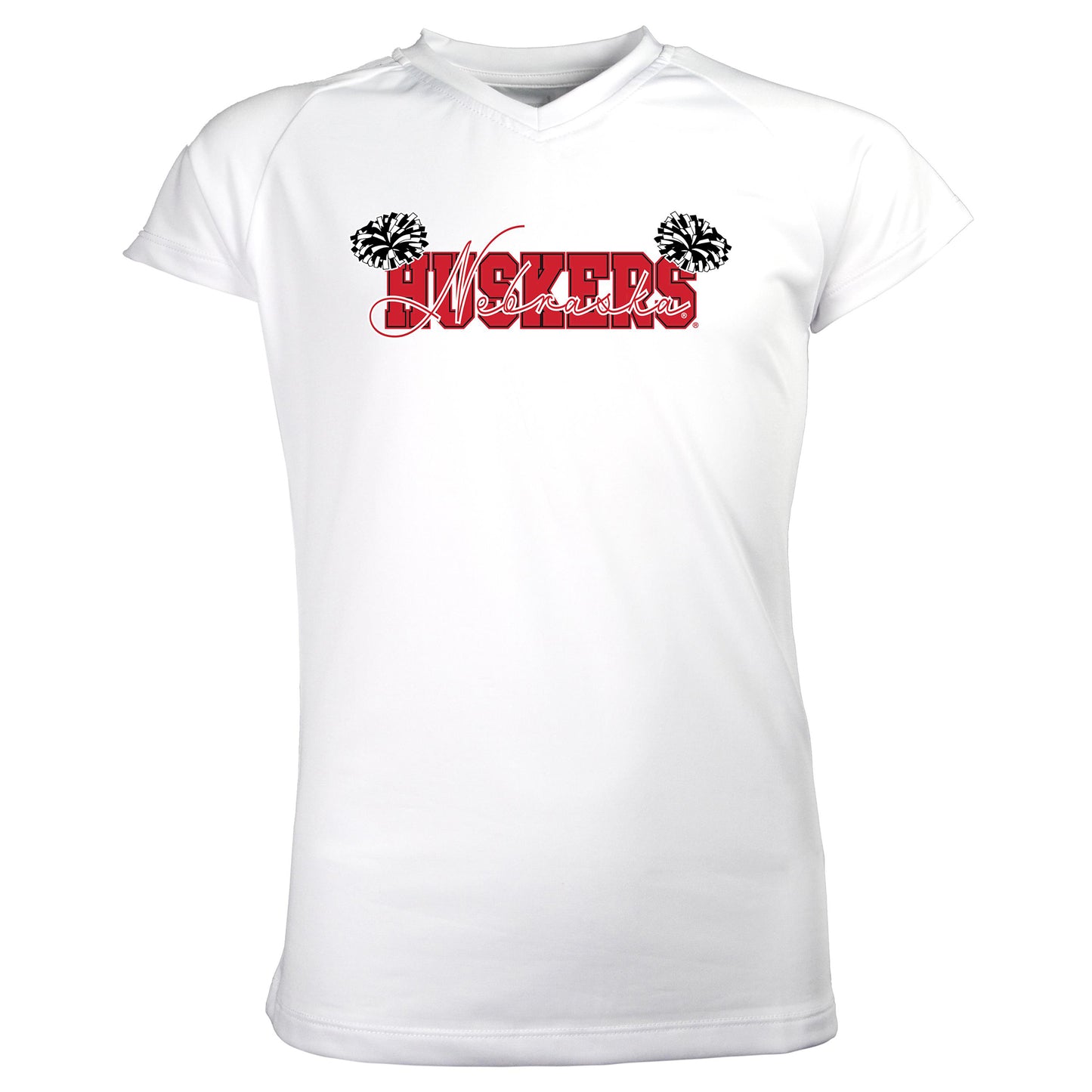 Girls Youth Garb White Nebraska Huskers Brittany V-Neck T-Shirt