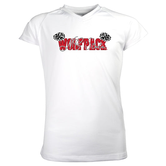 Girls Youth Garb White NC State Wolfpack Brittany V-Neck T-Shirt