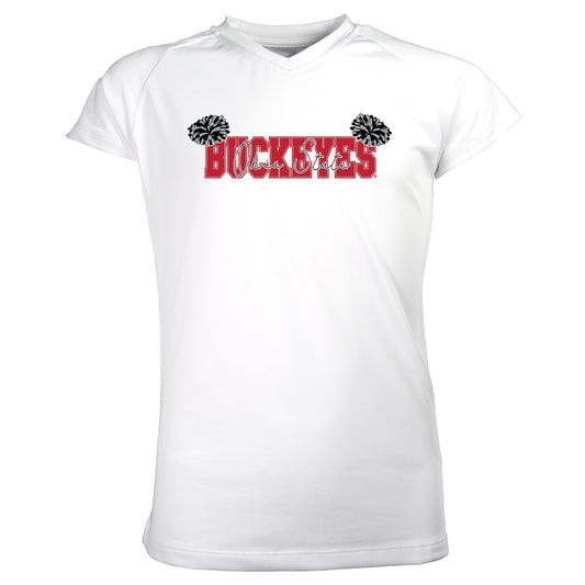 Girls Youth Garb White Ohio State Buckeyes Brittany V-Neck T-Shirt