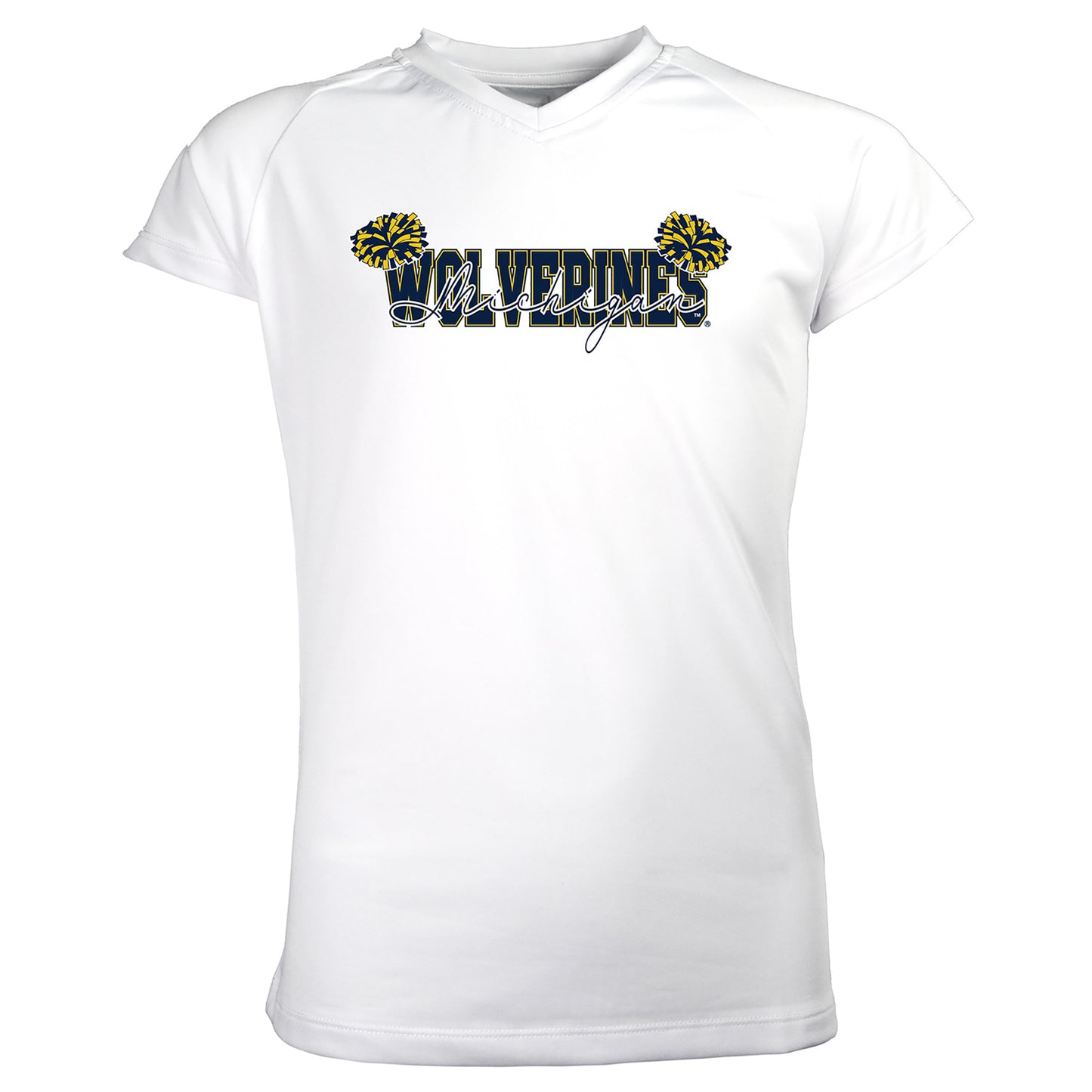 Girls Youth Garb White Michigan Wolverines Brittany V-Neck T-Shirt