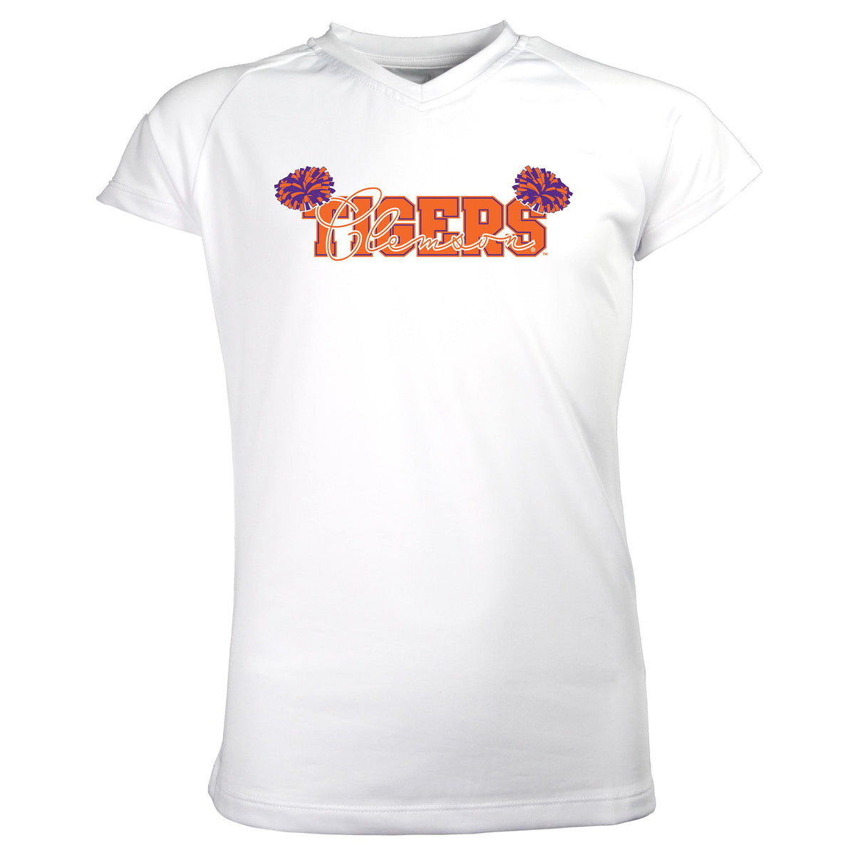 Girls Youth Garb White Clemson Tigers Brittany V-Neck T-Shirt