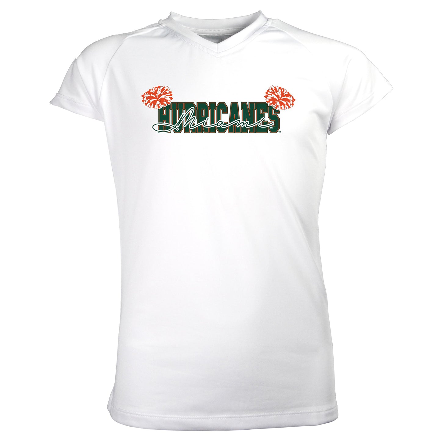 Girls Youth Garb White Miami Hurricanes Brittany V-Neck T-Shirt