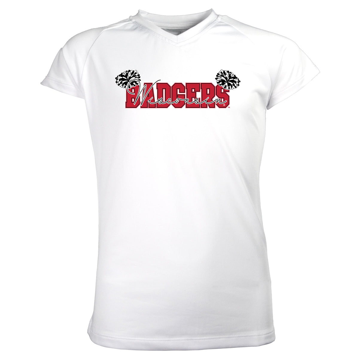Girls Youth Garb White Wisconsin Badgers Brittany V-Neck T-Shirt
