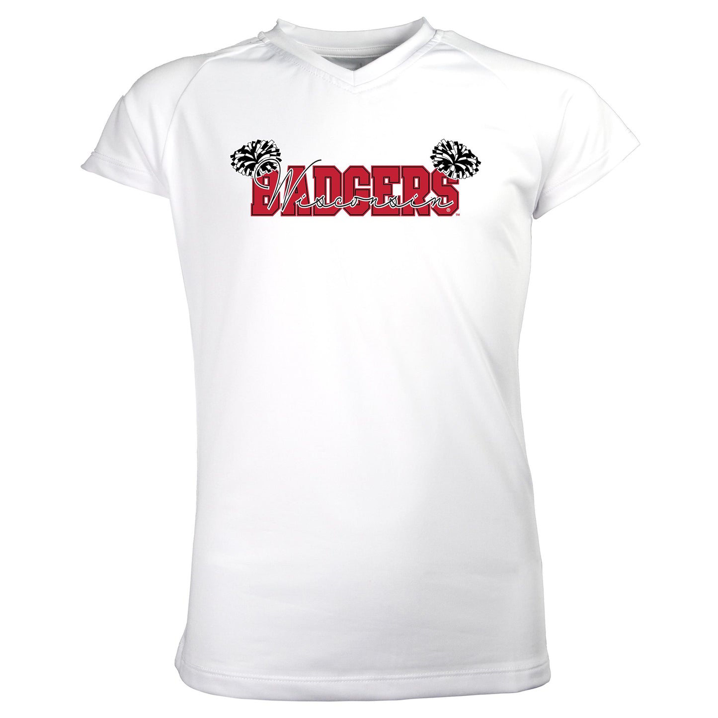 Girls Youth Garb White Wisconsin Badgers Brittany V-Neck T-Shirt