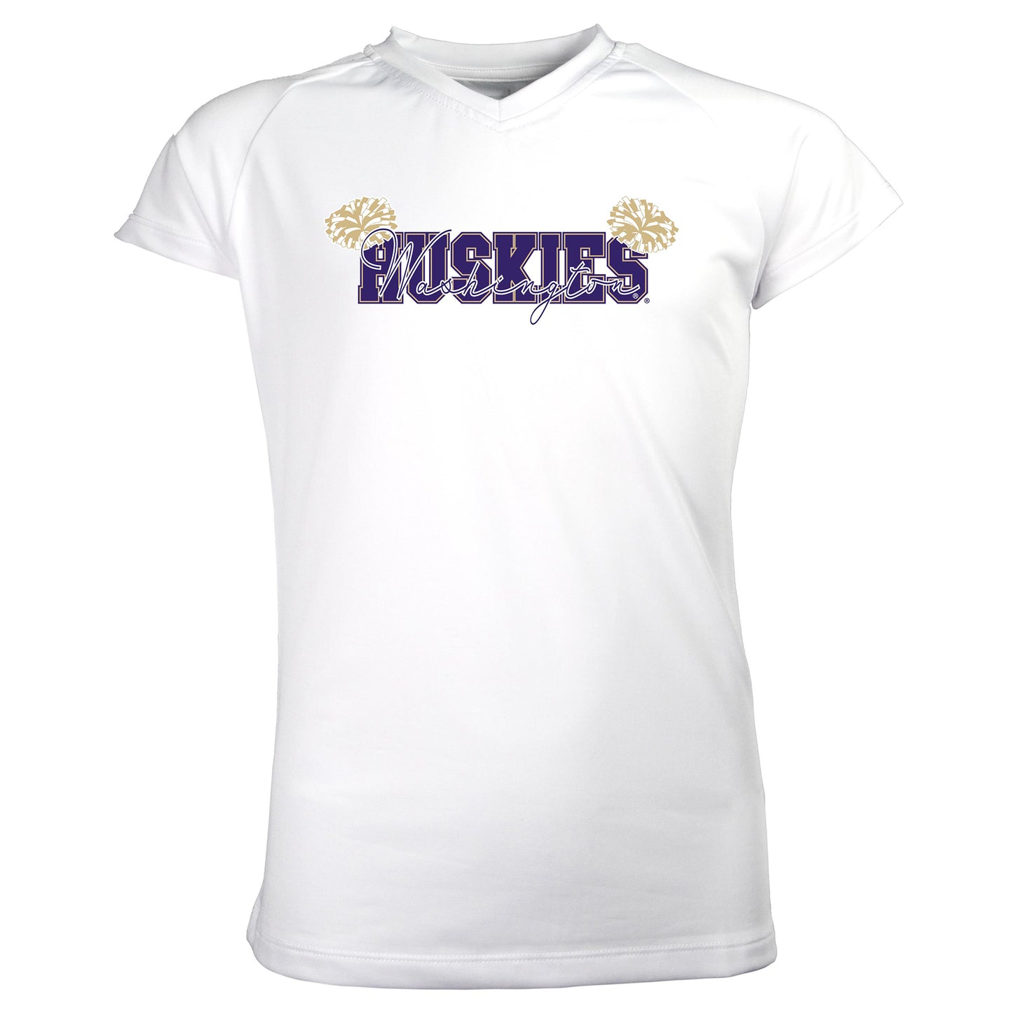 Girls Youth Garb White Washington Huskies Brittany V-Neck T-Shirt