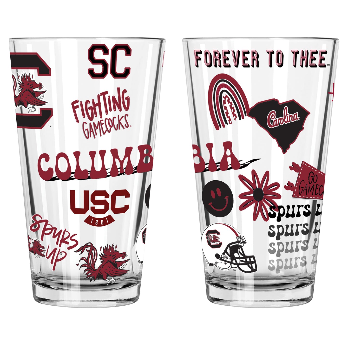 The Memory Company South Carolina Gamecocks 2-Pack 16oz. Pint Glass Loco Design Set