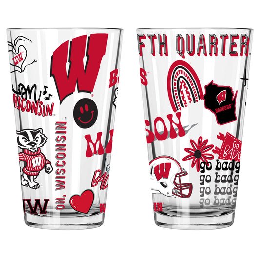 The Memory Company Wisconsin Badgers 2-Pack 16oz. Pint Glass Loco Design Set