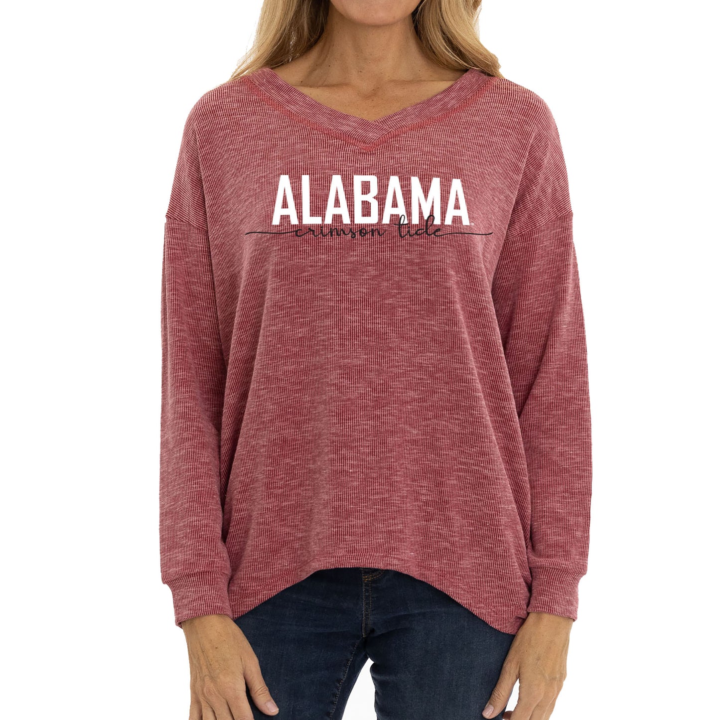 Women's Crimson Alabama Crimson Tide Bailey V-Neck Tri-Blend Tunic