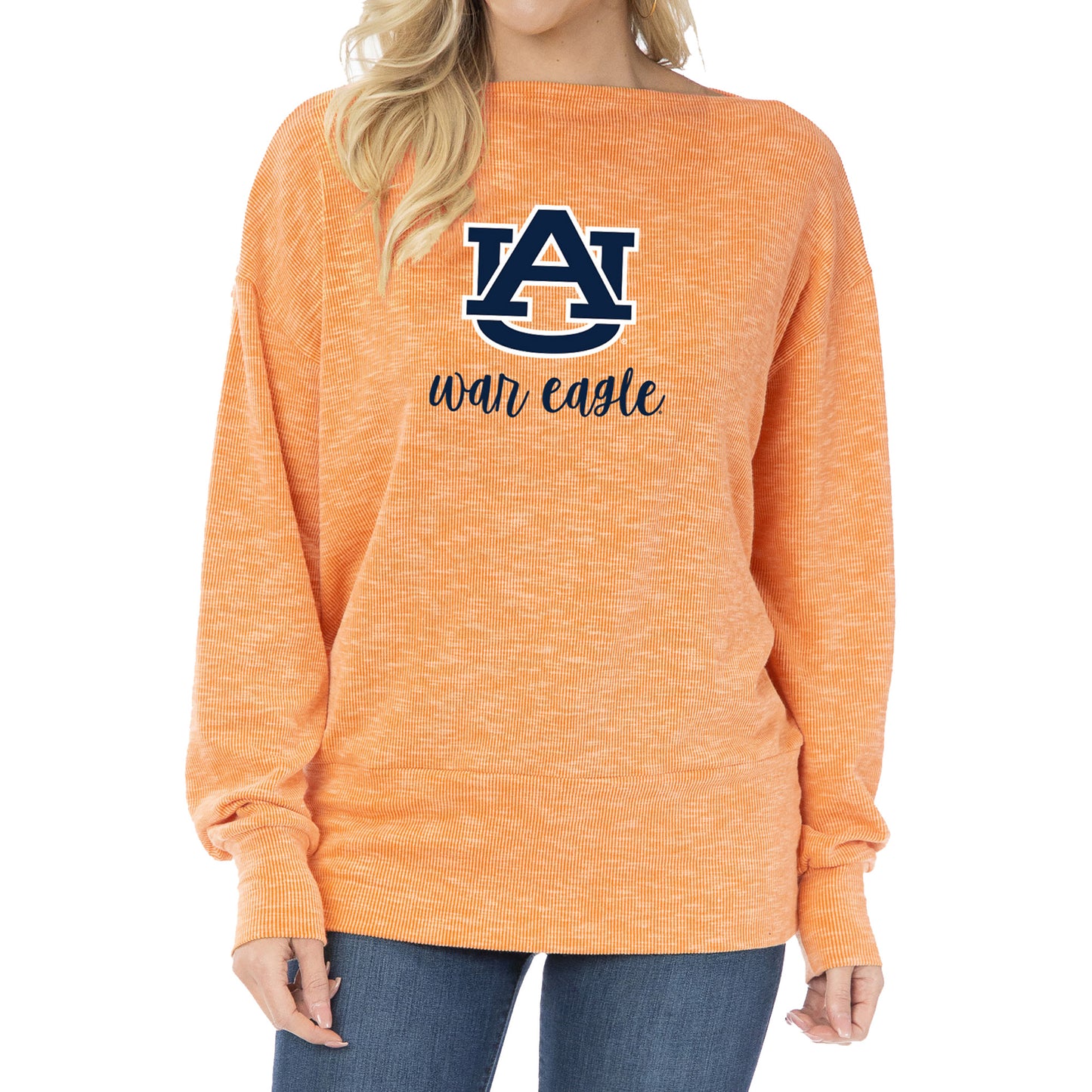 Women's Orange Auburn Tigers Lainey Ribbed Tunic Tri-Blend Pullover Sweatshirt