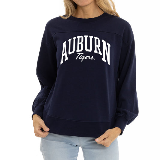 Women's  Navy Auburn Tigers Yvette Pullover Sweatshirt