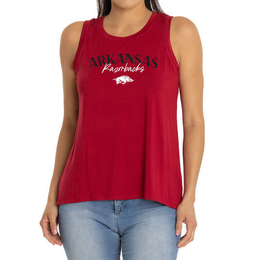 Women's Cardinal Arkansas Razorbacks Hannah High Neck Tank Top