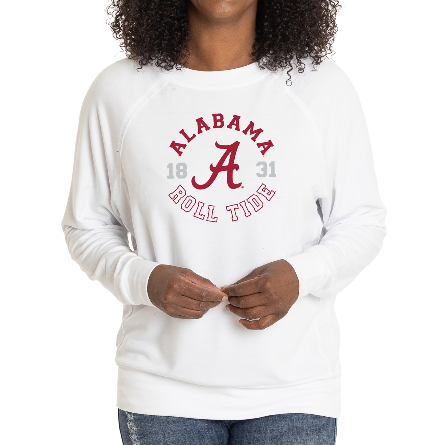 Women's White Alabama Crimson Tide Rylee Raglan Tri-Blend Long Sleeve T-Shirt