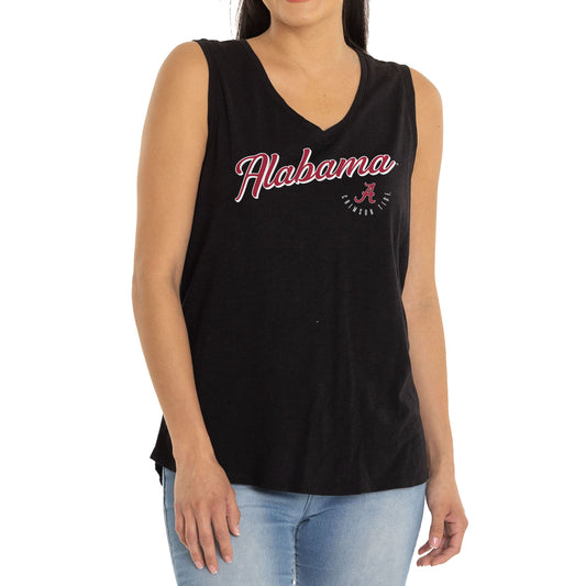 Women's Black Alabama Crimson Tide Sloan Slub V-Neck Tank Top