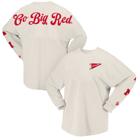 Women's Spirit Jersey Natural Nebraska Huskers Local Long Sleeve T-Shirt