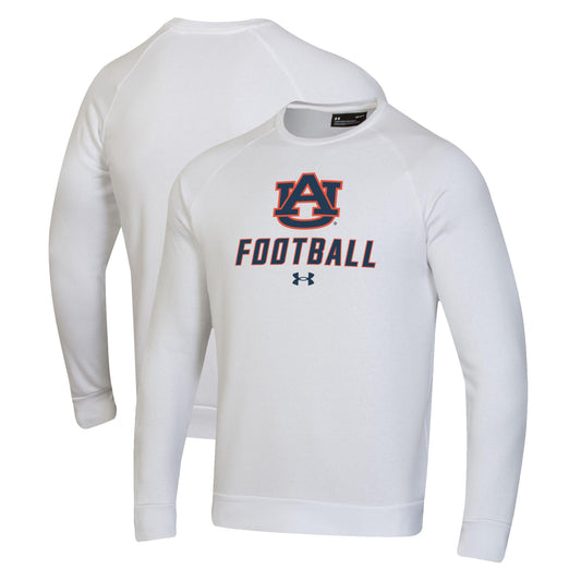 Men's Under Armour  White Auburn Tigers Football Rival Fleece Raglan Pullover Sweatshirt