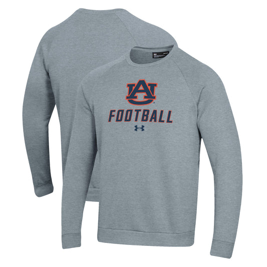 Men's Under Armour  Grey Auburn Tigers Football Rival Fleece Raglan Pullover Sweatshirt