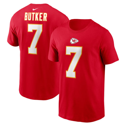 Men's Nike Harrison Butker Red Kansas City Chiefs Name & Number T-Shirt