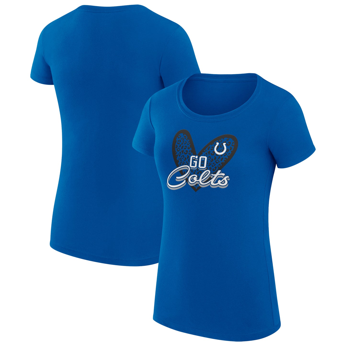 Women's G-III 4Her by Carl Banks Royal Indianapolis Colts Animal Print Heart Fitted T-Shirt