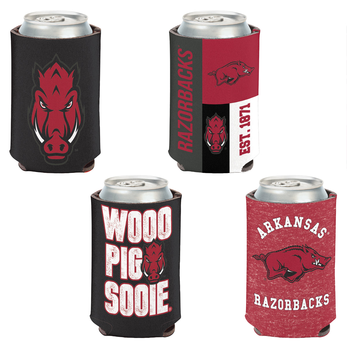 WinCraft Arkansas Razorbacks 4-Pack 12oz. Can Cooler Set