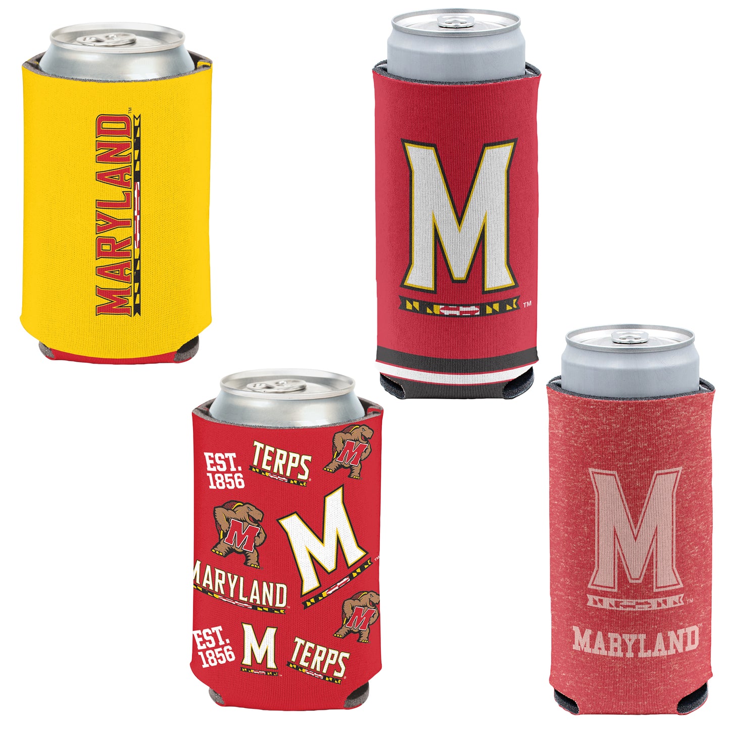 WinCraft Maryland Terrapins 4-Pack 12oz. Can & Slim Can Cooler Set