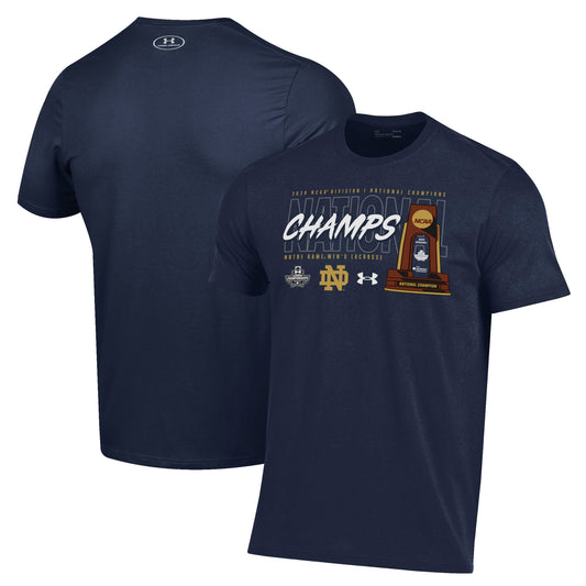 Men's Under Armour Navy Notre Dame Fighting Irish 2024 NCAA Men's Lacrosse National Champions Trophy T-Shirt