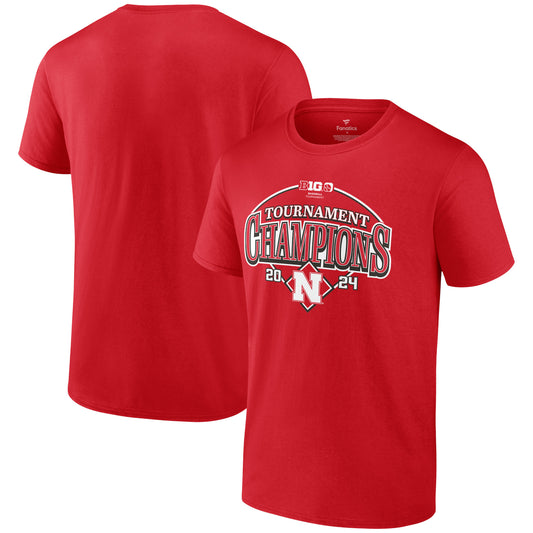 Unisex Scarlet Nebraska Huskers 2024 Big Ten Baseball Conference Tournament Champions Curveball Break T-Shirt