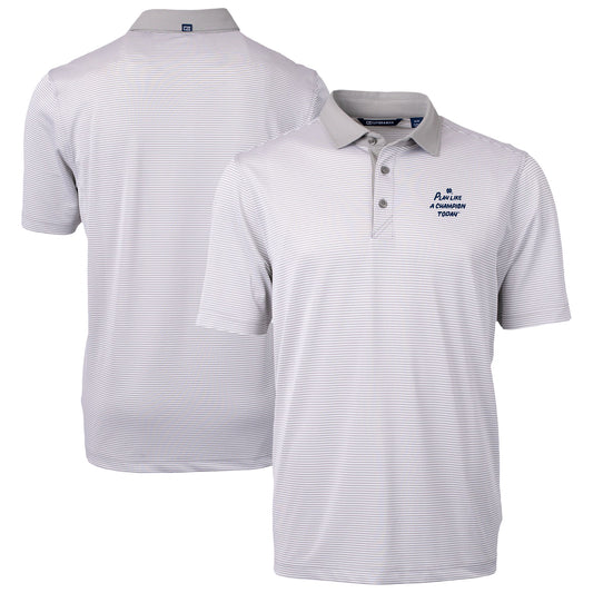 Men's Cutter & Buck Gray Notre Dame Fighting Irish Play Like A Champion Today Virtue Eco Pique Micro Stripe Recycled Polo