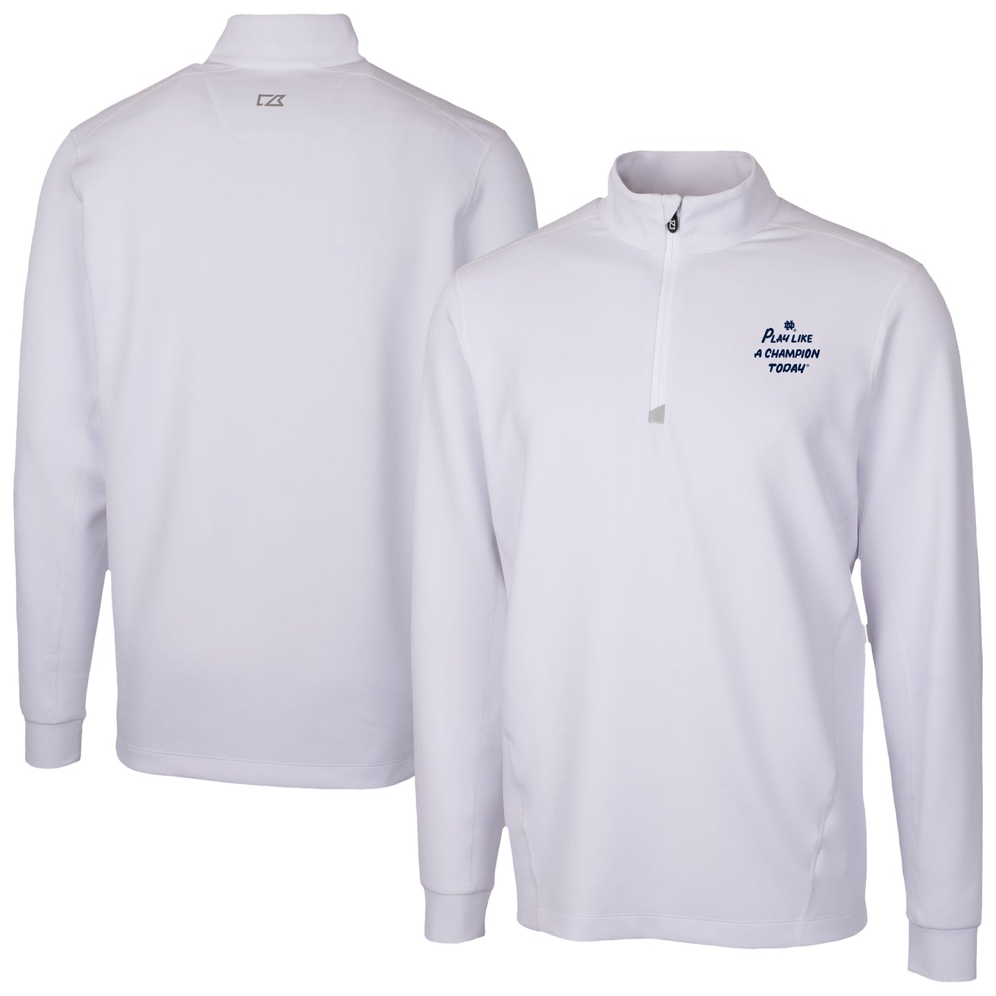 Men's Cutter & Buck White Notre Dame Fighting Irish Play Like A Champion Today Traverse Stretch Quarter-Zip Pullover Top