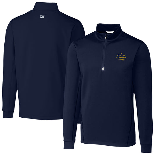 Men's Cutter & Buck Navy Notre Dame Fighting Irish Play Like A Champion Today Traverse Stretch Quarter-Zip Pullover Top