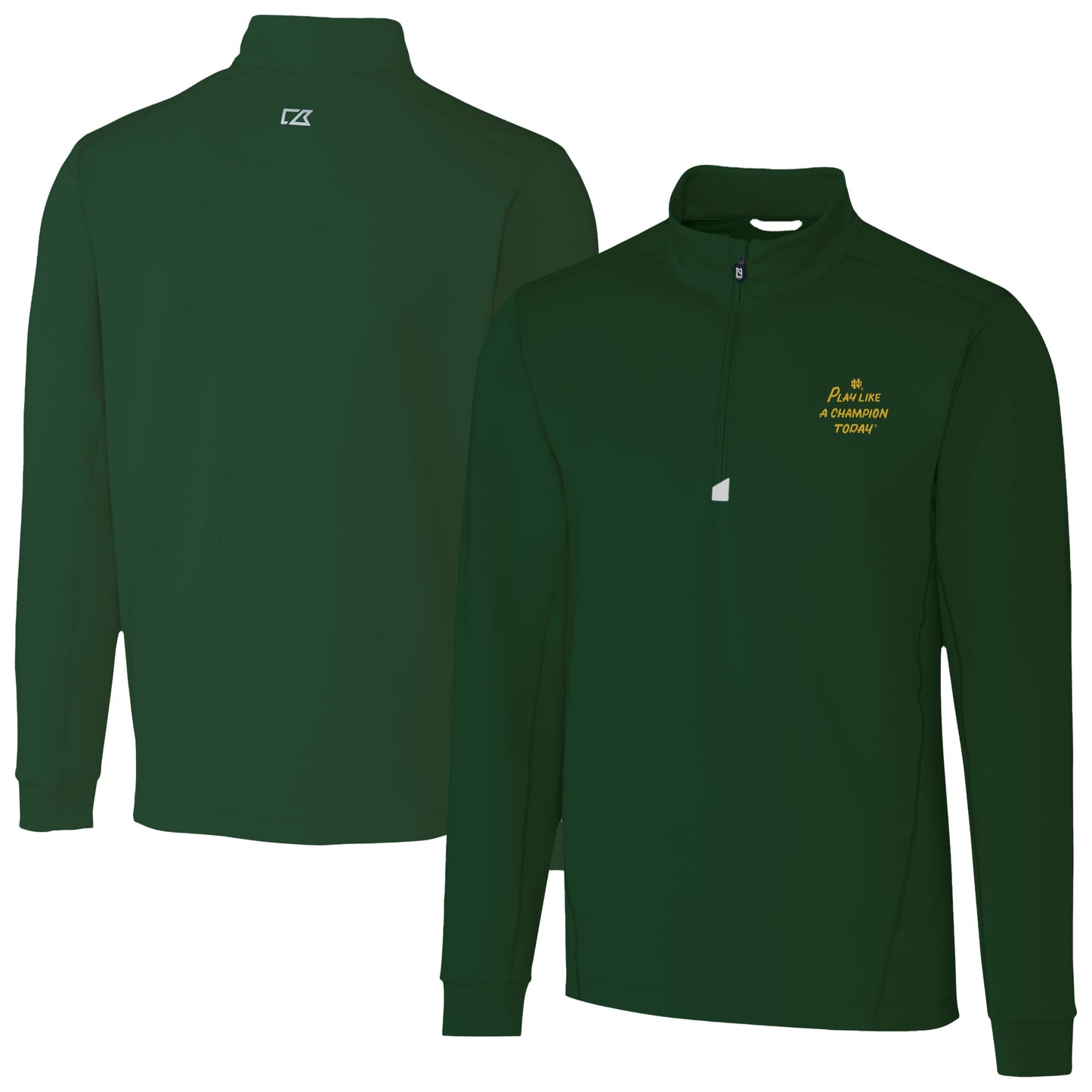 Men's Cutter & Buck Hunter Green Notre Dame Fighting Irish Play Like A Champion Today Traverse Stretch Quarter-Zip Pullover Top